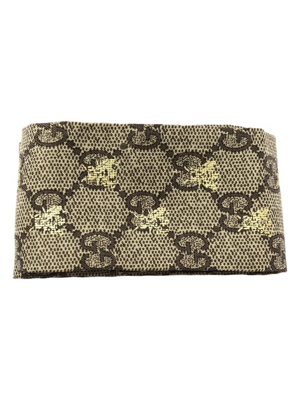 Gucci Neck Bow Bee GG Logo Silk Scarf Brown - Picture 3 of 5